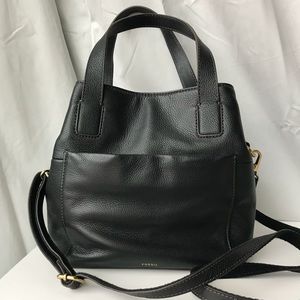 Fossil Darby Satchel Black leather NWOT